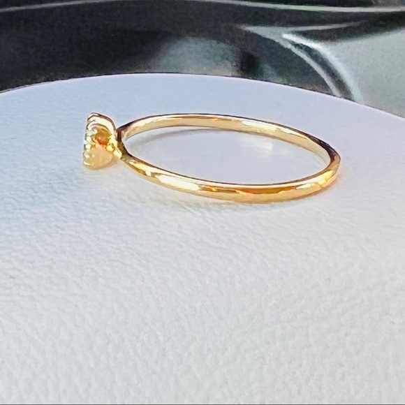 Budding Bloom Opal Solitary Synthetic Ring in Gold Tone Milgrain Bezel, Size 6 - Picture 6 of 8